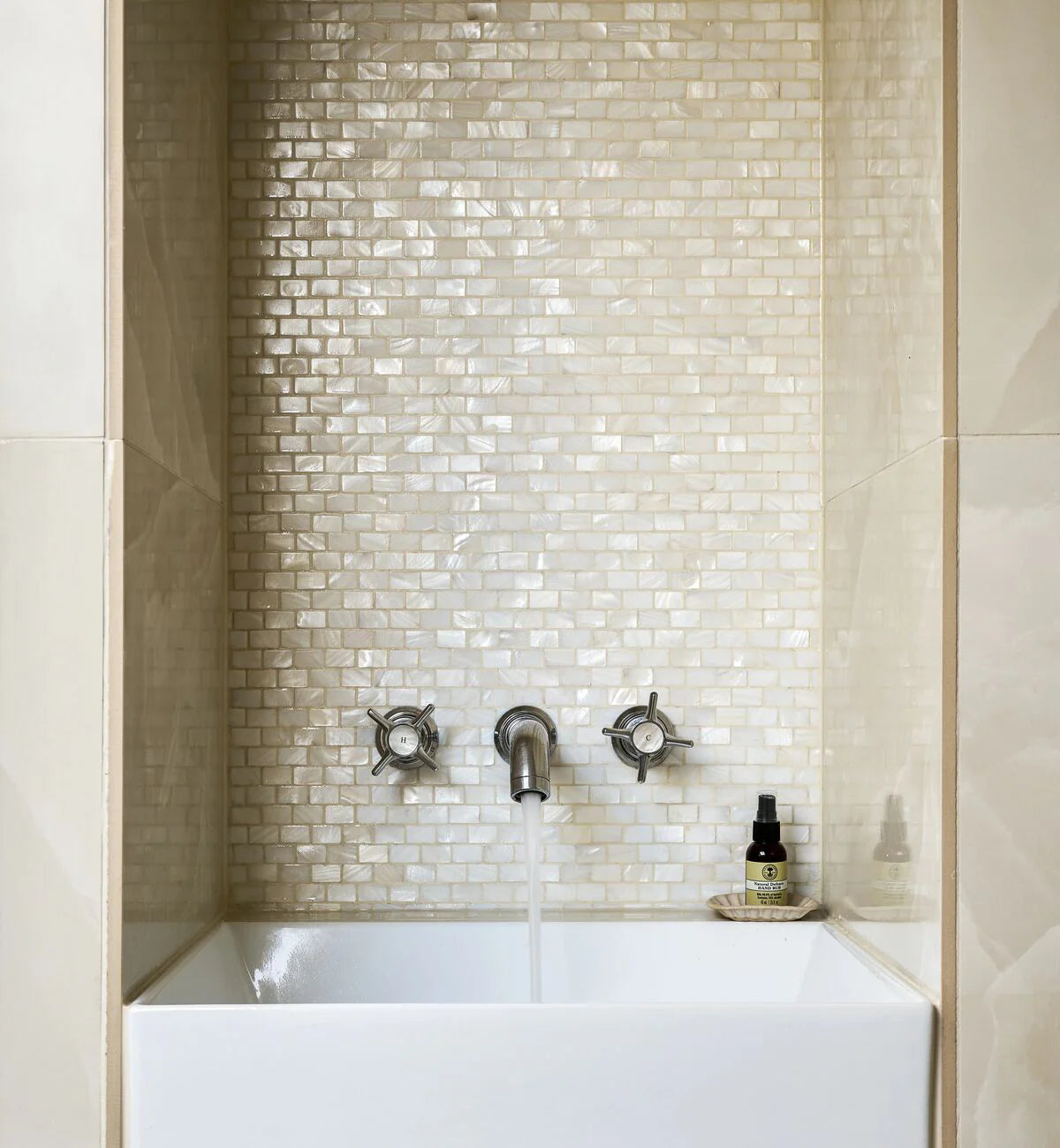 Mother of Pearl White Rectangle Brick Mosaic Sample