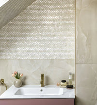 Mother of Pearl White Rectangle Brick Mosaic Sample