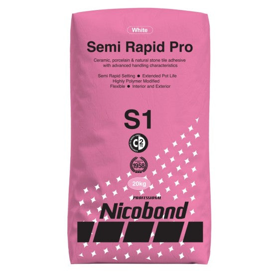 Semi Rapid Pro S1 Tile Adhesive 20kg - White