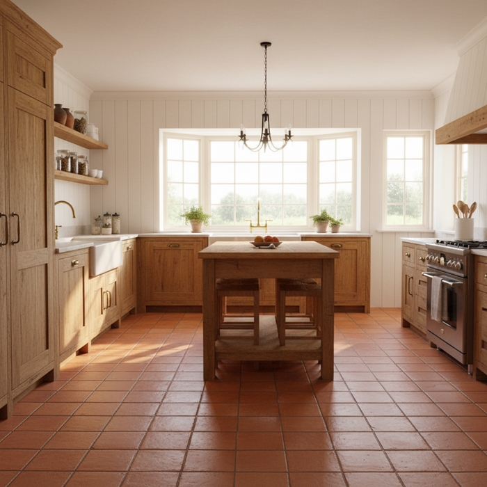 Red Handmade Terracotta Floor Tiles 340x340x25mm