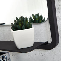Scudo Mono Black Soft Square Bathroom Mirror with Shelf 500 x 900mm