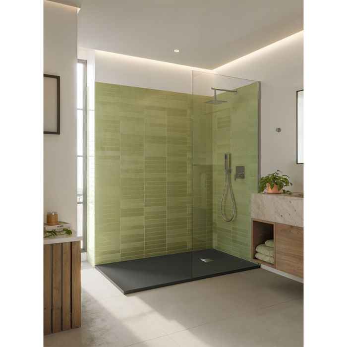 Blackman Rowe Urban Slate Effect Rectangular Shower Tray & Waste 1000mm x 700mm Charcoal Grey