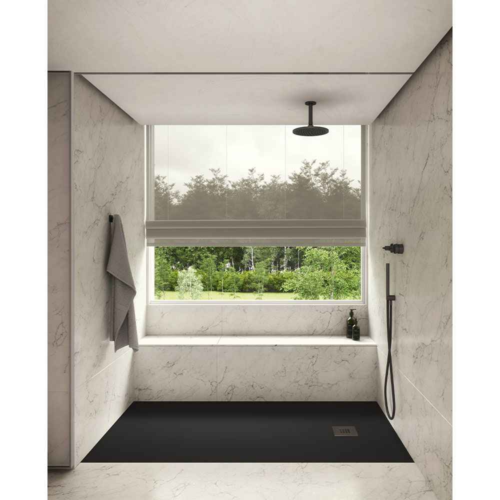 Blackman Rowe Urban Slate Effect Rectangular Shower Tray & Waste 1000mm x 800mm Midnight Black