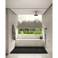 Blackman Rowe Urban Slate Effect Rectangular Shower Tray & Waste 1000mm x 800mm Midnight Black