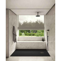 Blackman Rowe Urban Slate Effect Rectangular Shower Tray & Waste 1200mm x 800mm Midnight Black
