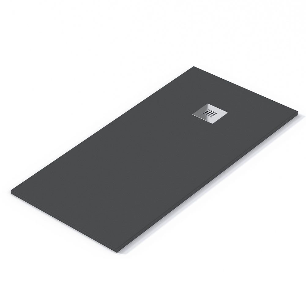 Blackman Rowe Urban Slate Effect Rectangular Shower Tray & Waste 900mm x 760mm Charcoal Grey