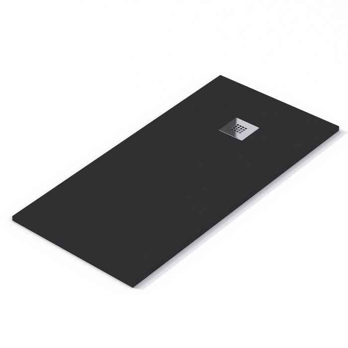 Blackman Rowe Urban Slate Effect Rectangular Shower Tray & Waste 900mm x 760mm - Midnight Black