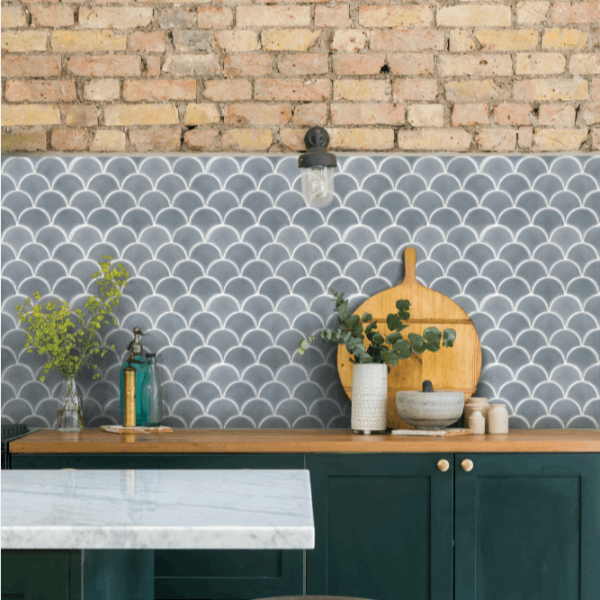 Atlantis Scallop, Grey, £15.12 per sheet sample Sample Ca Pietra Sample