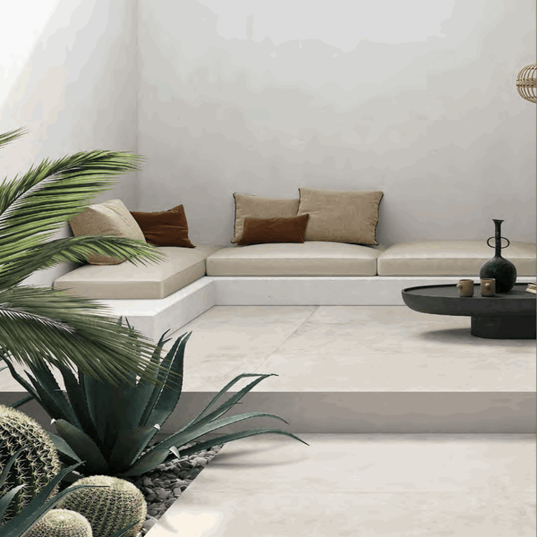 Alfresco Concrete Effect Tile White 90x90