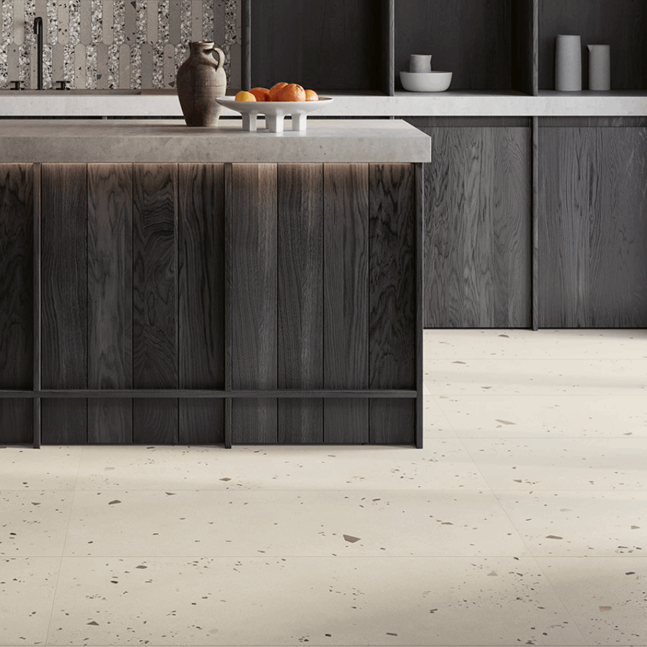 Kado, Terrazzo Porcelain, 3 sizes from £60.12 / M2 Ocean Flakes Blue Tile Concrete & Cement Effect Porcelain Tiles Contemporary Porcelain Tiles Contemporary Tile Sale Decorative Tiles Sale Blackman Rowe