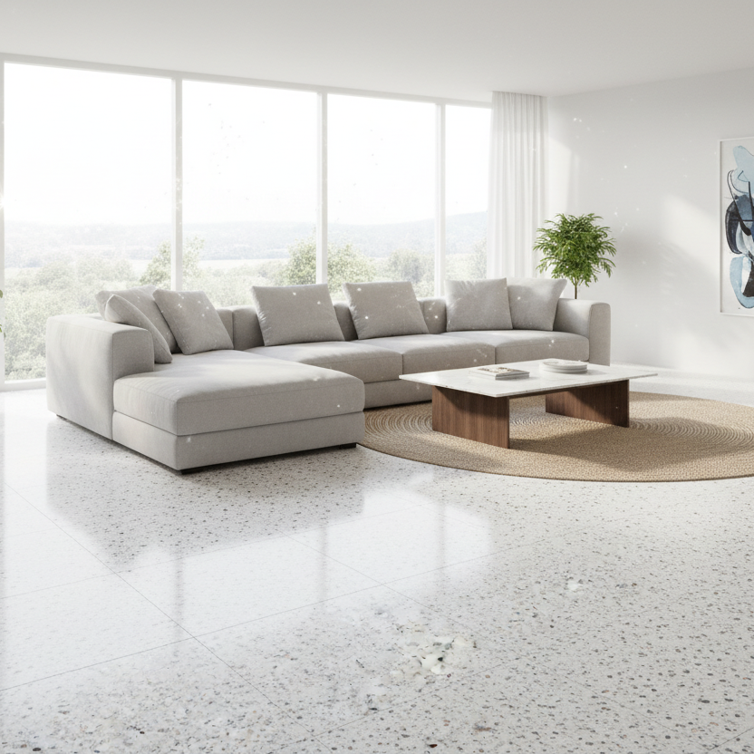 Kado, Terrazzo Porcelain, Ice Flakes 60x120