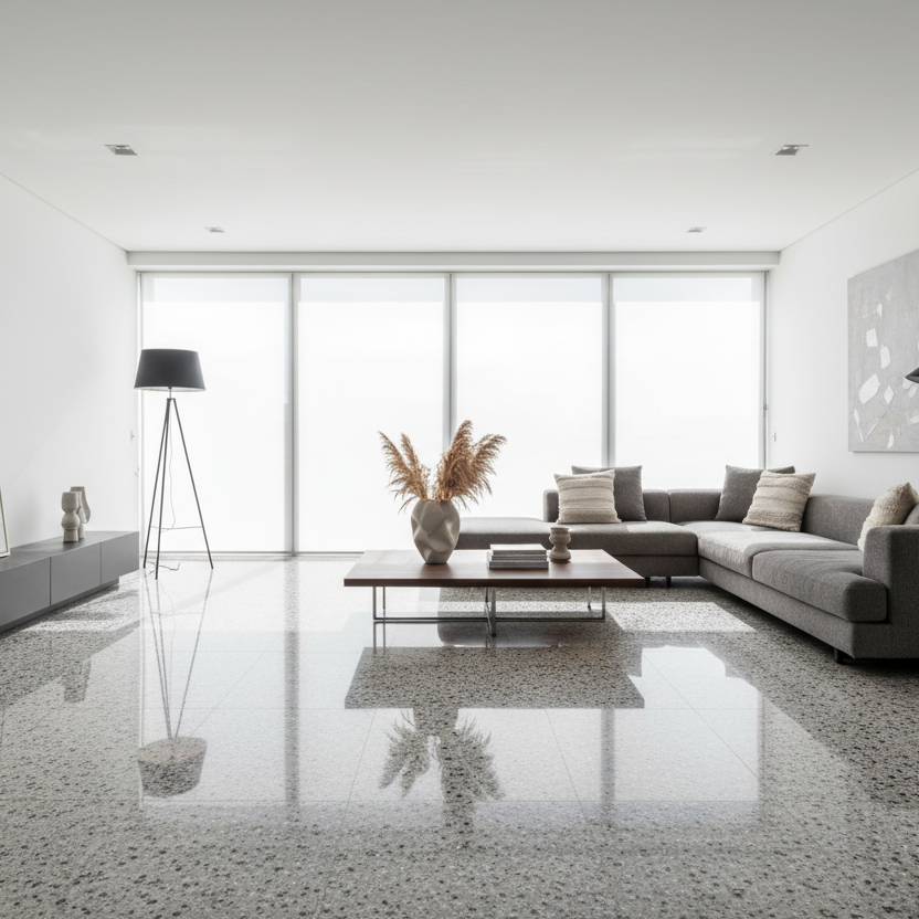 Kado, Terrazzo Porcelain, Lead Flakes 60x120