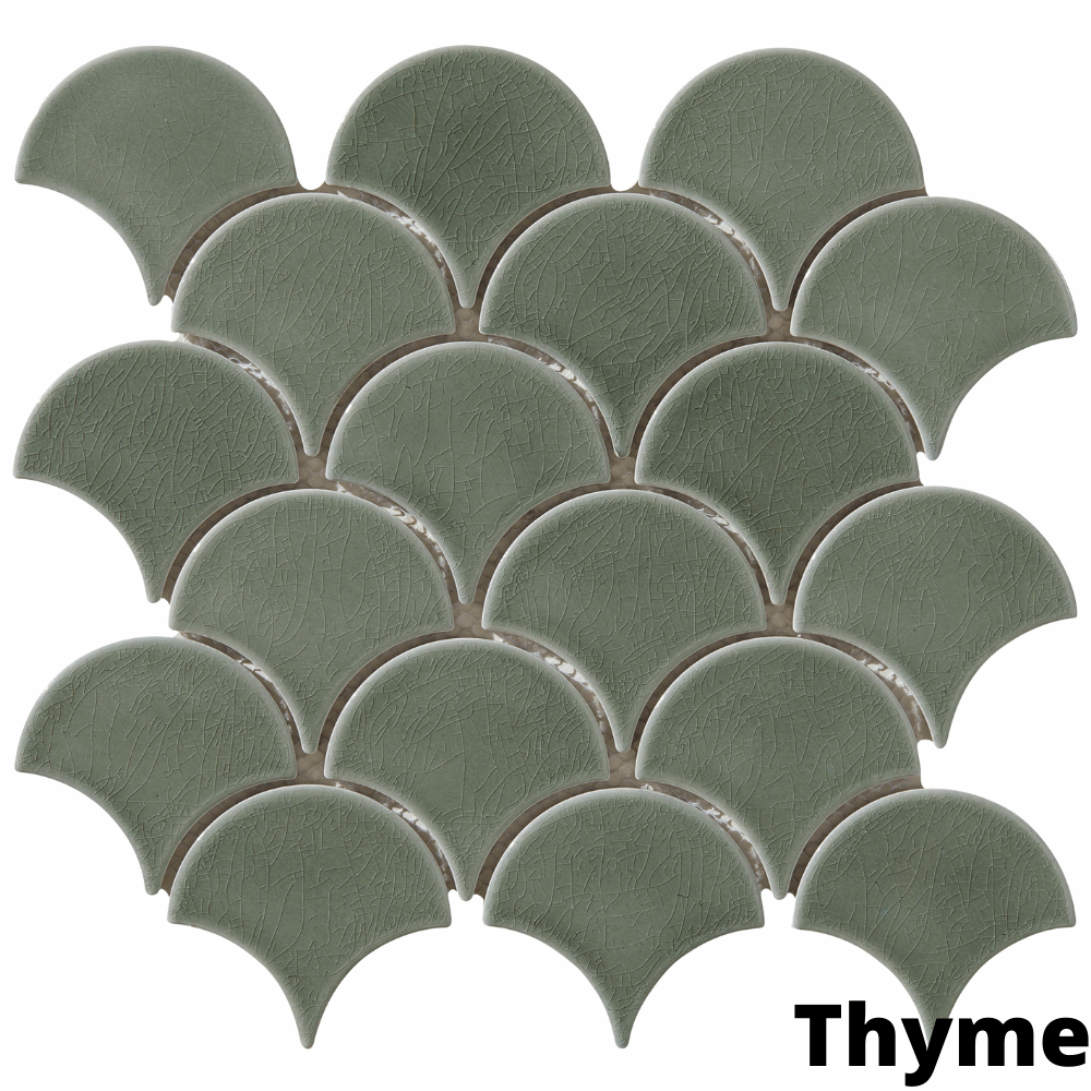 Atlantis Scallop, Thyme, £15.12 per sheet Decorative Tiles Green Tile Ca Pietra