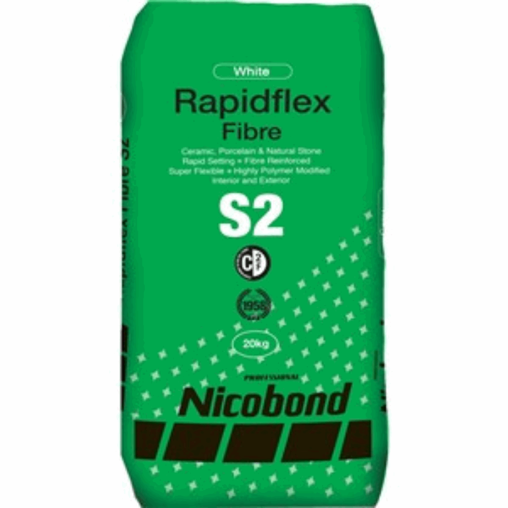 Rapidflex Fibre S2 20kg - White Tiling Adhesives & Grout N & C Nicobond