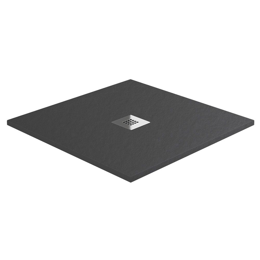 Blackman Rowe Urban Slate Effect Square Shower Tray & Waste 1000mm x 1000mm Charcoal Grey