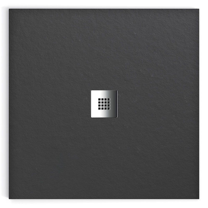 Blackman Rowe Urban Slate Effect Square Shower Tray & Waste 1000mm x 1000mm Charcoal Grey