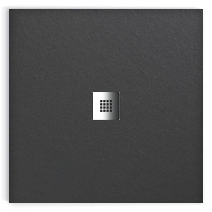 Blackman Rowe Urban Slate Effect Square Shower Tray & Waste 760mm x 760mm Charcoal Grey