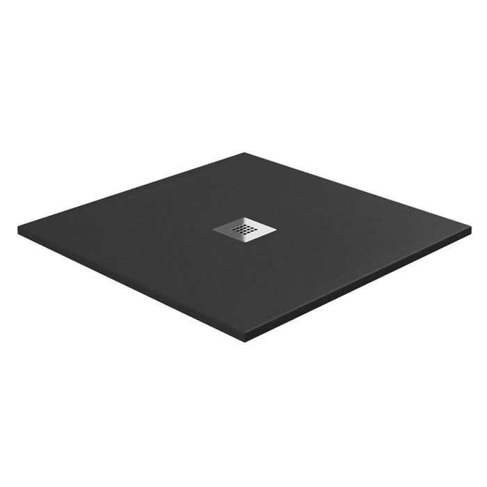 Blackman Rowe Urban Slate Effect Square Shower Tray & Waste 800mm x 800mm Midnight Black
