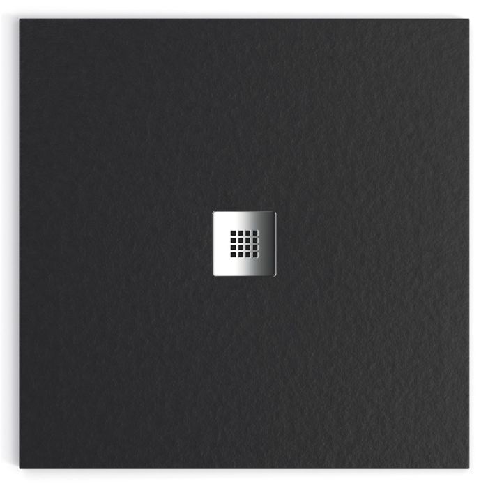 Blackman Rowe Urban Slate Effect Square Shower Tray & Waste 800mm x 800mm Midnight Black