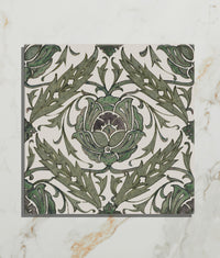 STUDIO Victorian Style™ Wall Ceramic Decor Acanthus in Green 15x15cm