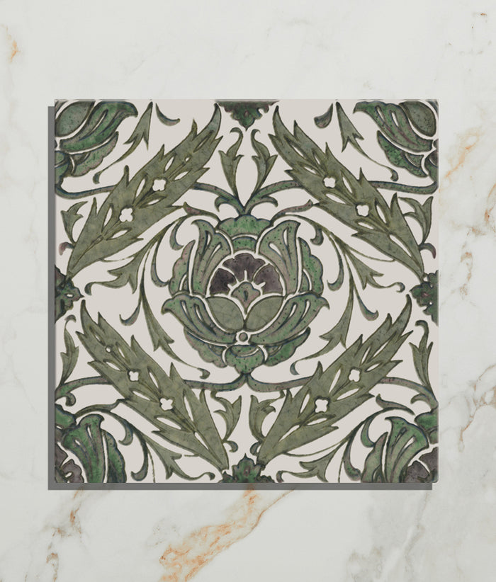 STUDIO Victorian Style™ Wall Ceramic Decor Acanthus in Green 15x15cm