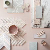 Aegean, Pink Herringbone Mosaic, £164.99/M2 Decorative Tiles Decorative Tiles Sale Porcelain Decorative Tiles Fired Earth