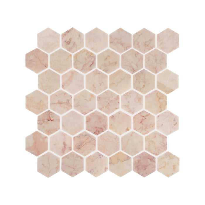 Aegean, Pink Large Hex Mosaic, £174.92/M2 Decorative Tiles Decorative Tiles Sale Porcelain Decorative Tiles Fired Earth