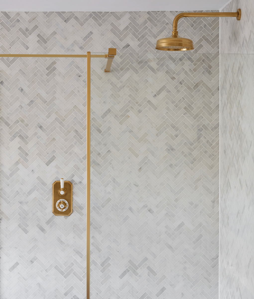 Long Island Marble Herringbone Mosaic 34cm Sample