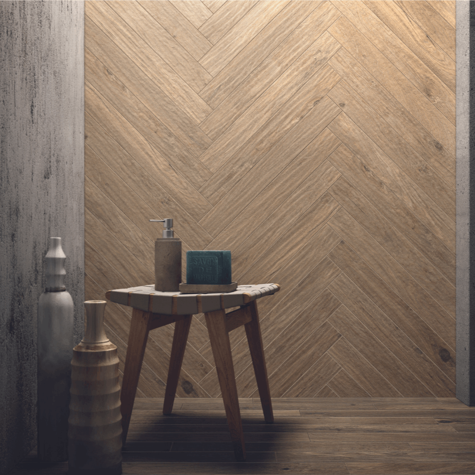 Arthis, Vapor, Chevron, £50.49/ M2 Brown Tile Wood Effect Tiles Caesar Ceramiche