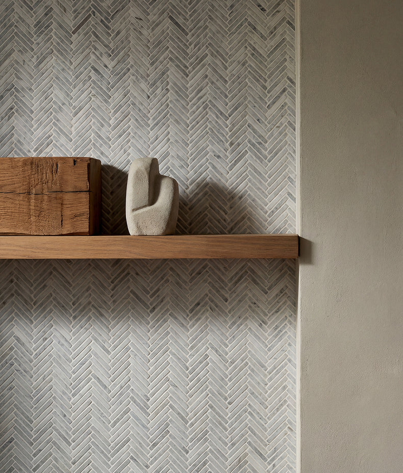 Athens Carrara Marble Mosaic 29.2x30.2cm Sample