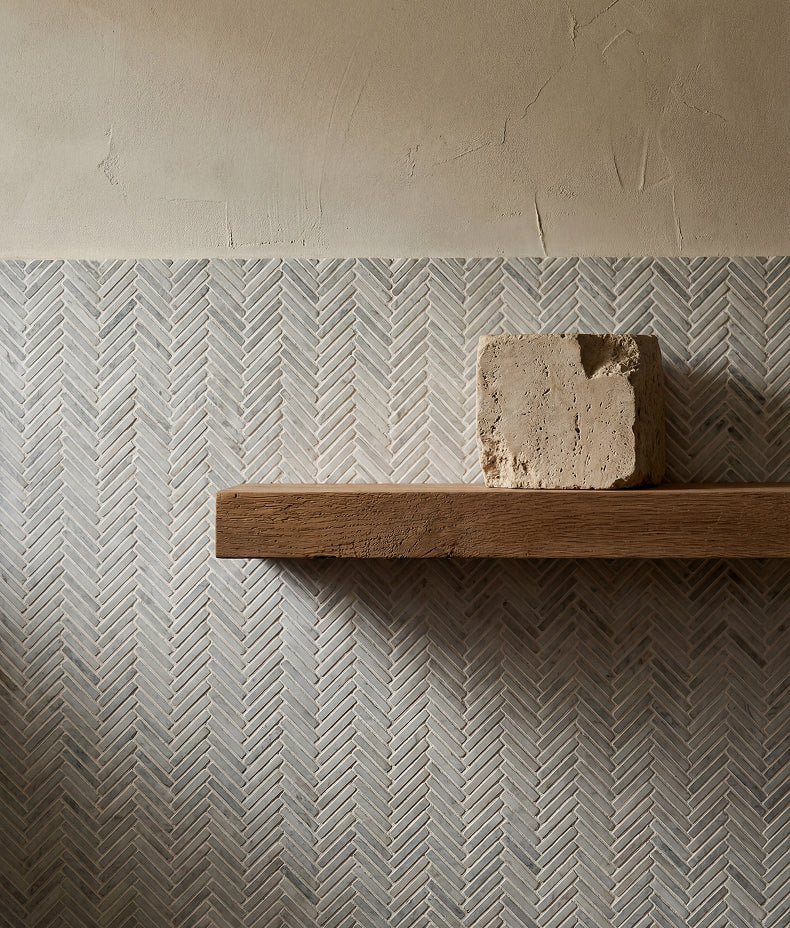 Athens Carrara Marble Mosaic 29.2x30.2cm Sample