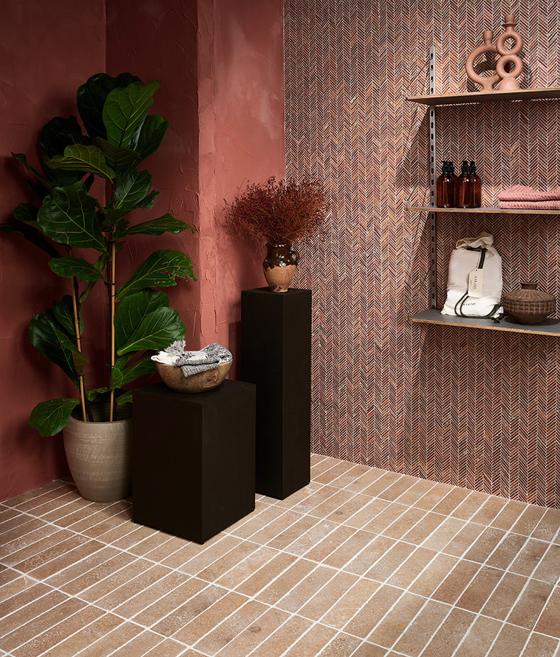 Athens Rosso Travertine Mosaic 29.2x30.2cm Sample