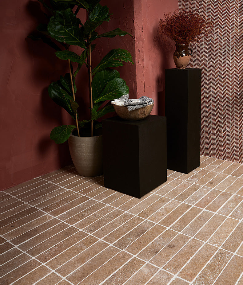 Athens Rosso Travertine Mosaic 29.2x30.2cm Sample