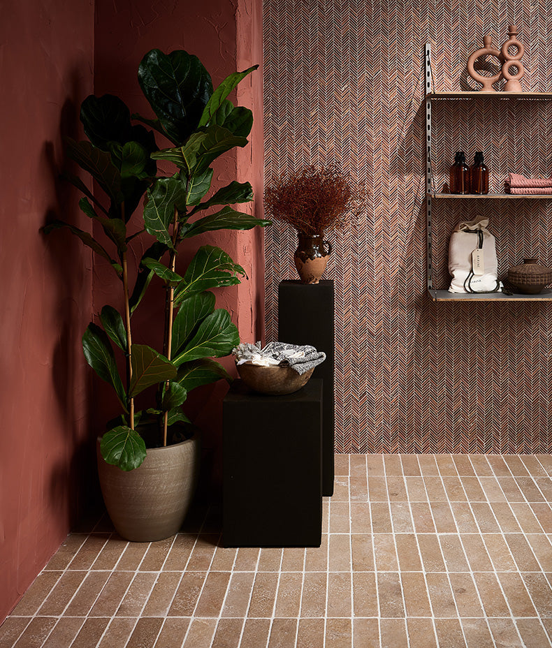 Athens Rosso Travertine Mosaic 29.2x30.2cm Sample