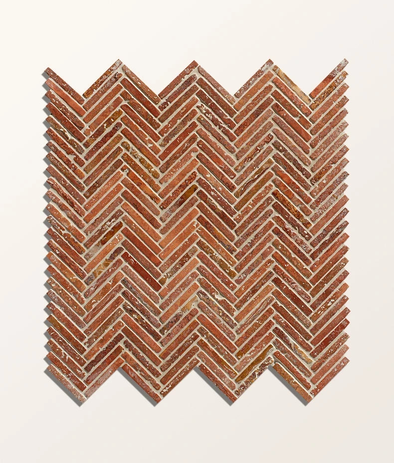 Athens Rosso Travertine Mosaic 29.2x30.2cm Sample