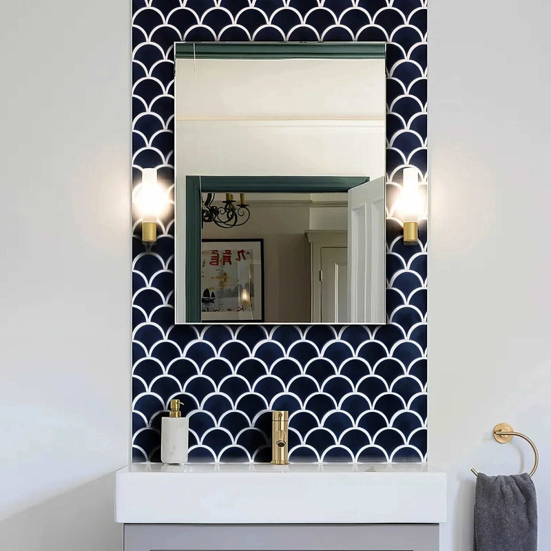 Atlantis Scallop, Navy, £15.12 per sheet Blue Tile Decorative Tiles Ca Pietra