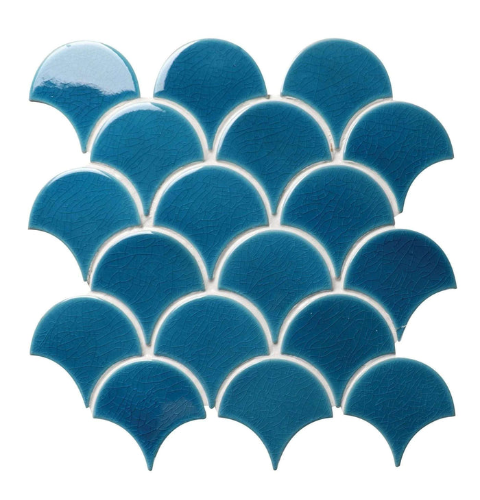Atlantis Scallop, Ultramarine, £15.12 per sheet Blue Tile Decorative Tiles Ca Pietra