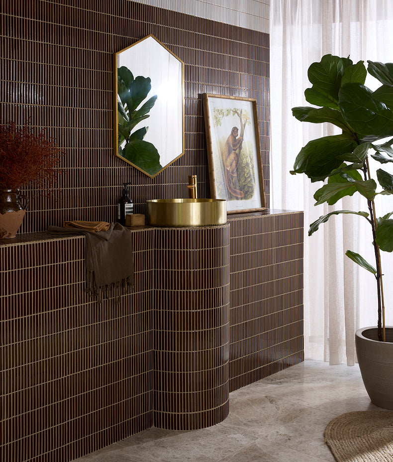 Bamboo Porcelain Mosaic Caramel 28.4x29.5cm Sample