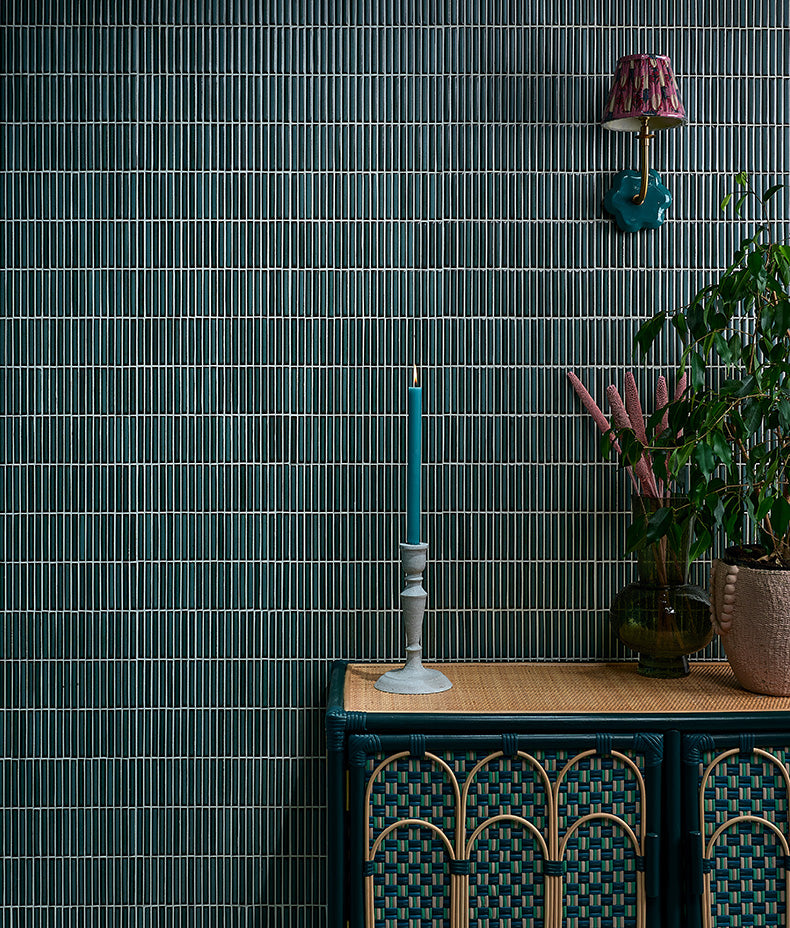 Bamboo Lustre Porcelain Mosaic Teal 29.5cm Sample