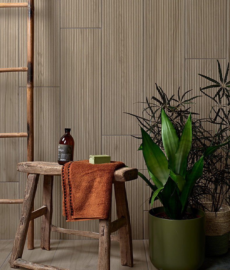 Beach Hut Fluted Porcelain Caramel 23x120cm