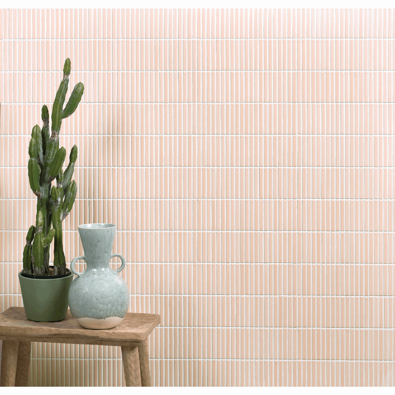 Bamboo Decorative Mosaic, Blush, £16.25 per sheet Mosaic Tiles Pink Tile Porcelain Decorative Tiles Ca Pietra