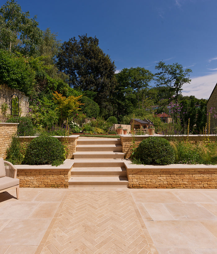 Buscot Limestone Parquet Tumbled & Etched Finish 7.5x30cm Sample