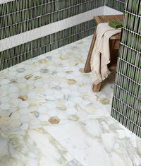 Palazzo Oro Honed Herringbone Mosaic Marble 31.5cm Sample
