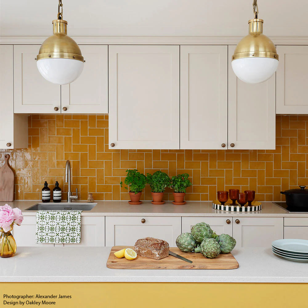 Fired Earth Carnival Oro Yellow Glazed Tile Sample