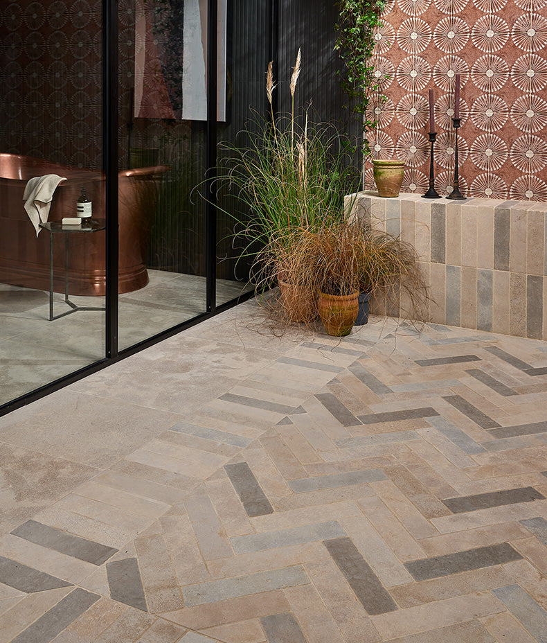 Castilan Limestone Parquet Tumbled 7.5x30cm