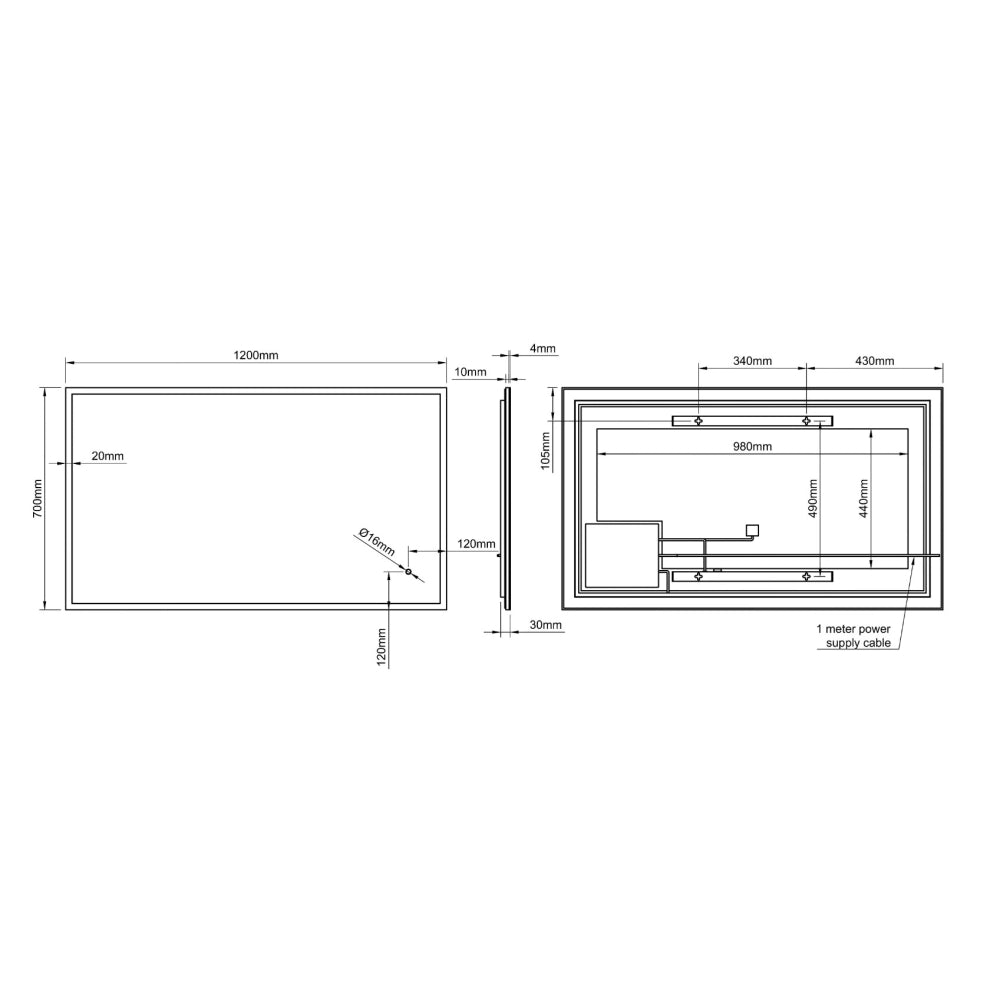 Cleo Rectangular Mirror 120x70cm