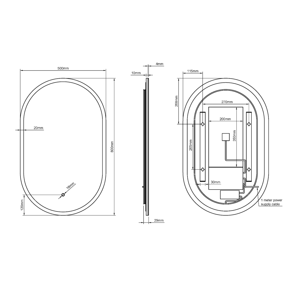 Cleo Capsule Mirror 50x80cm