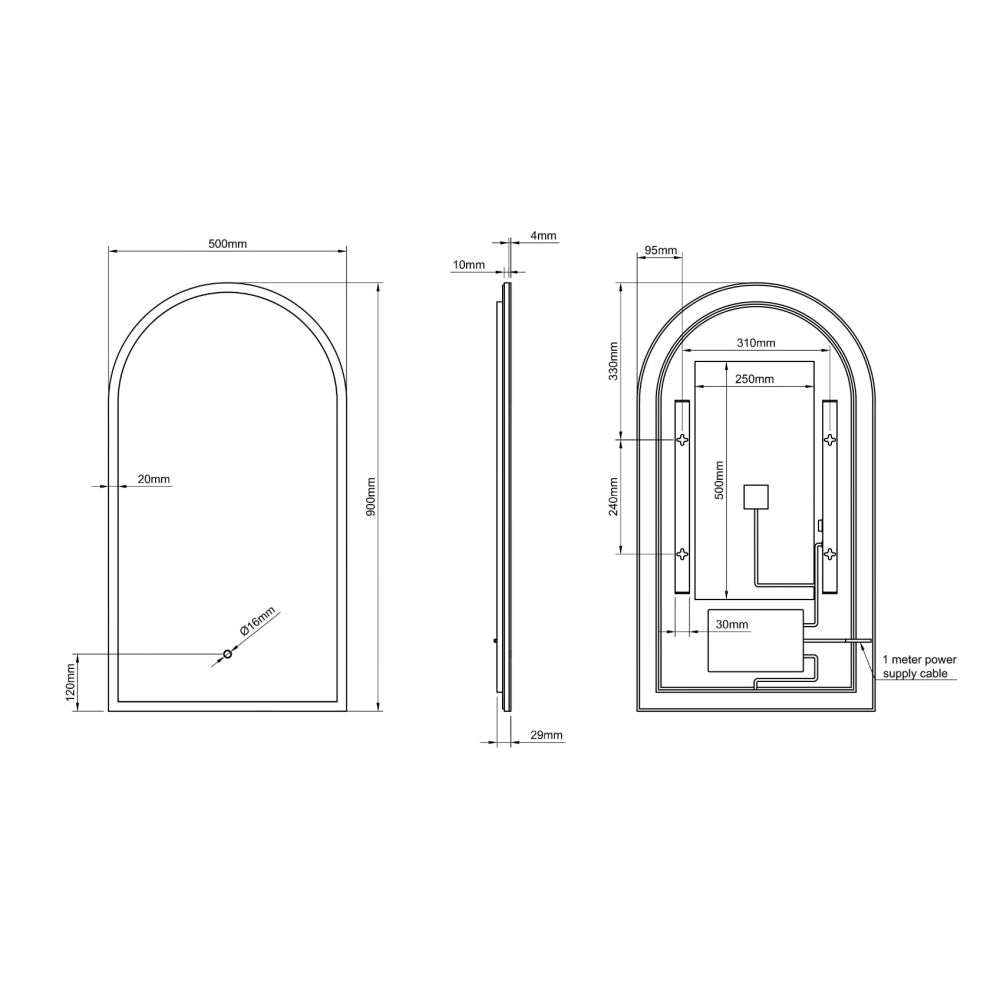 Cleo Arch Mirror 50x90cm