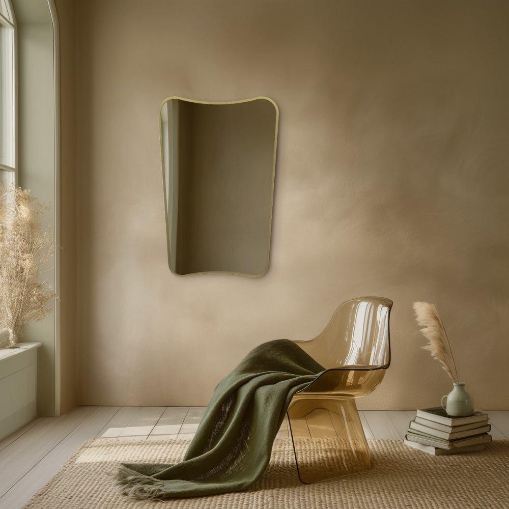 Delphine Curve Mirror 60x90cm - Brushed Brass