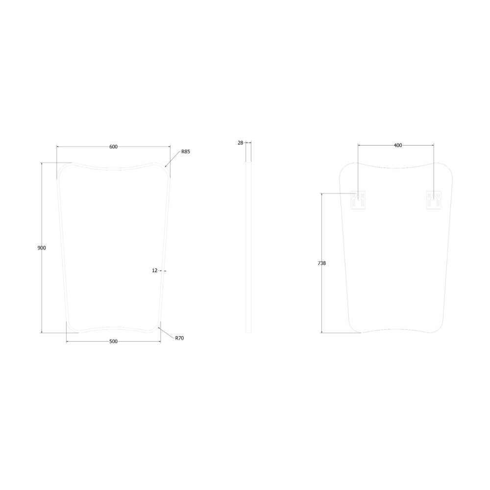 Delphine Curve Mirror 60x90cm - Black